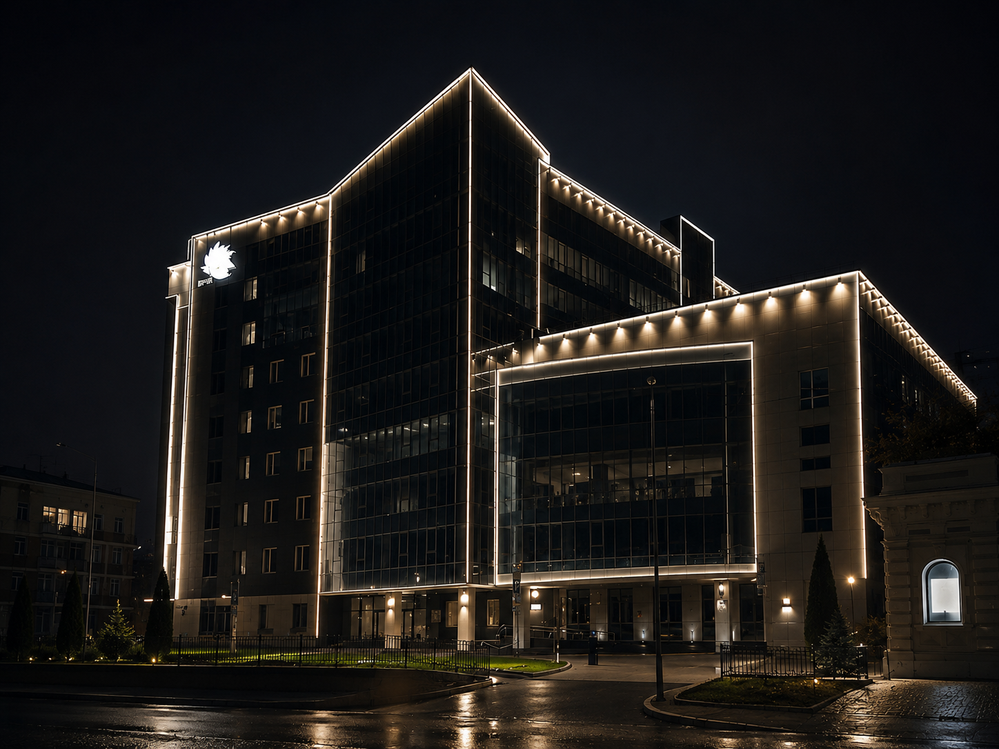 Объект Сово — комплексное освещение около 220 метров LED-неона